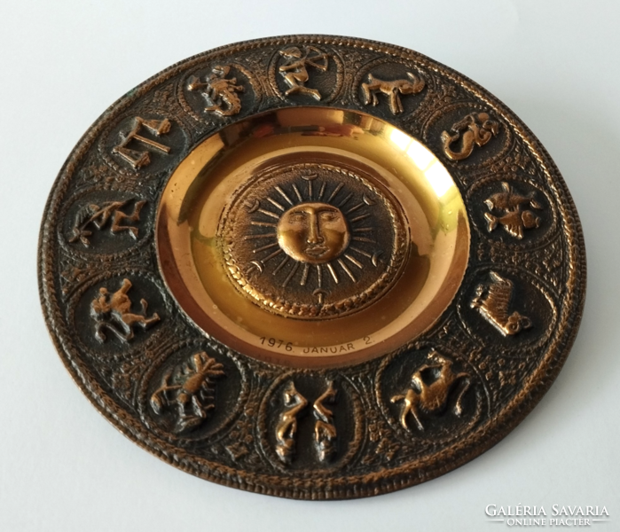 Retro Horoscope craftsman wall hanging bronze bowl