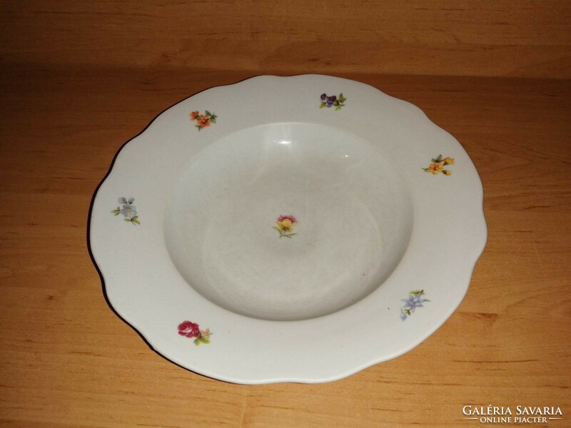 Zsolnay porcelain deep plate with flower pattern 23.5 cm (2p)