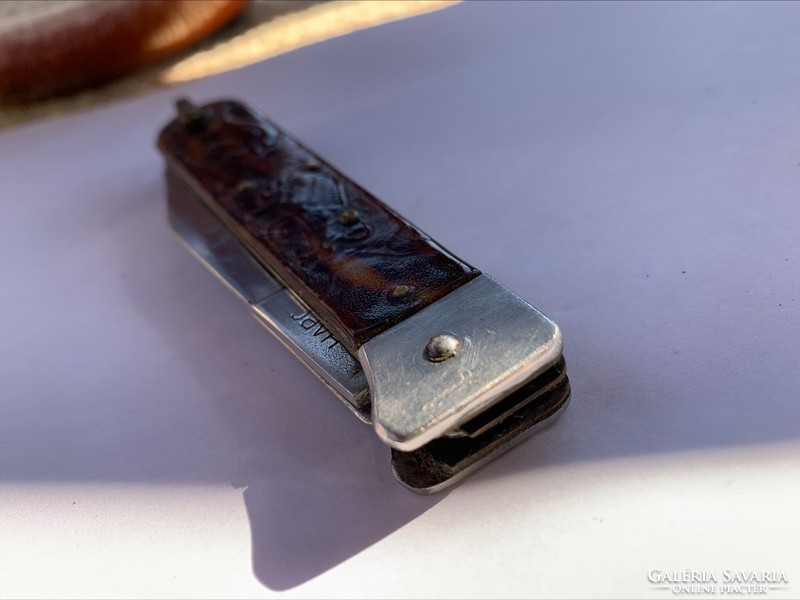 Orosz jelzett bicska, kemping kés eredeti bőr tokjában