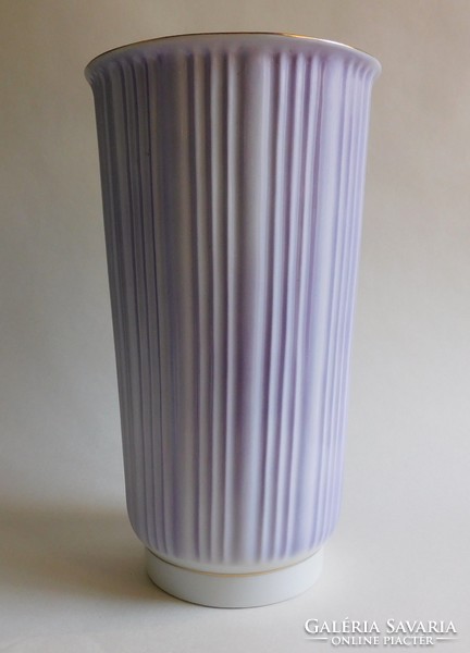 Hollóházi organ purple vase with ribbed walls rarity 24.5 Cm