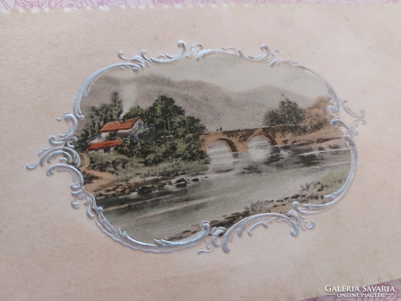 Régi dombornyomott képeslap 1901 levelezőlap tájkép