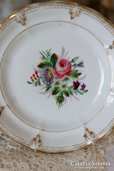 Beautiful antique Biedermeier plate with hand painting and gilding