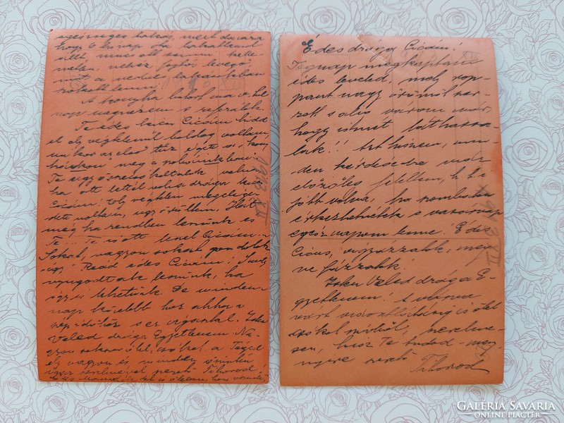 Régi képeslap 1913 piros fotó levelezőlap romantikus 2 db