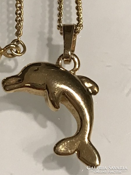 Gold-plated necklace with dolphin pendant, 41 cm