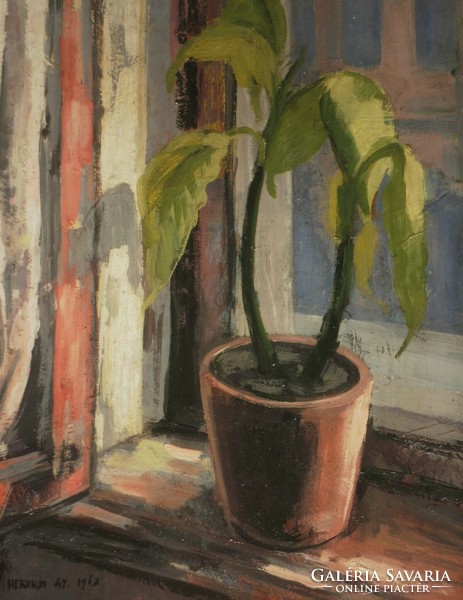 Herendi Gyula (1926-) : Virág ablakban
