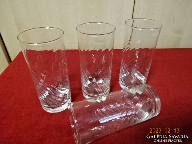 Glass cup, twisted pattern, four pieces. Jokai.