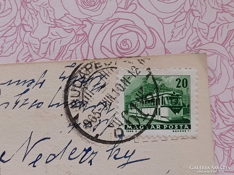 Régi képeslap 1965 rajzos levelezőlap gyerekek házikó