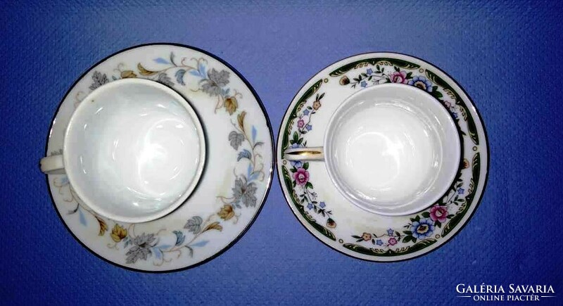2 porcelain coffee cups with flower pattern decor for sale
