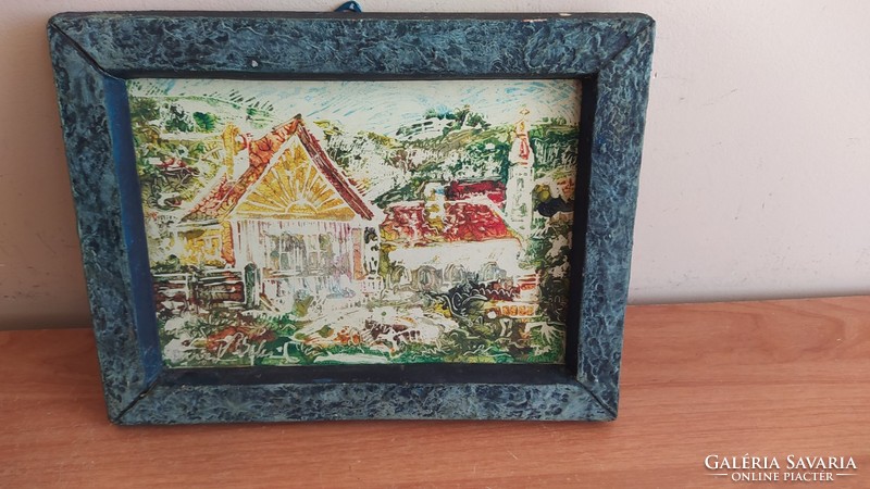 (K) beautiful small unique painting, signed with a 27x20 cm frame