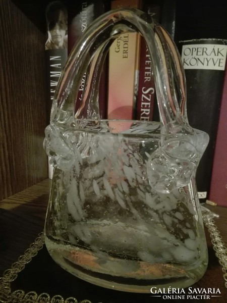 Glass flower basket, heavy crystal, old. 18X14 -cm xx