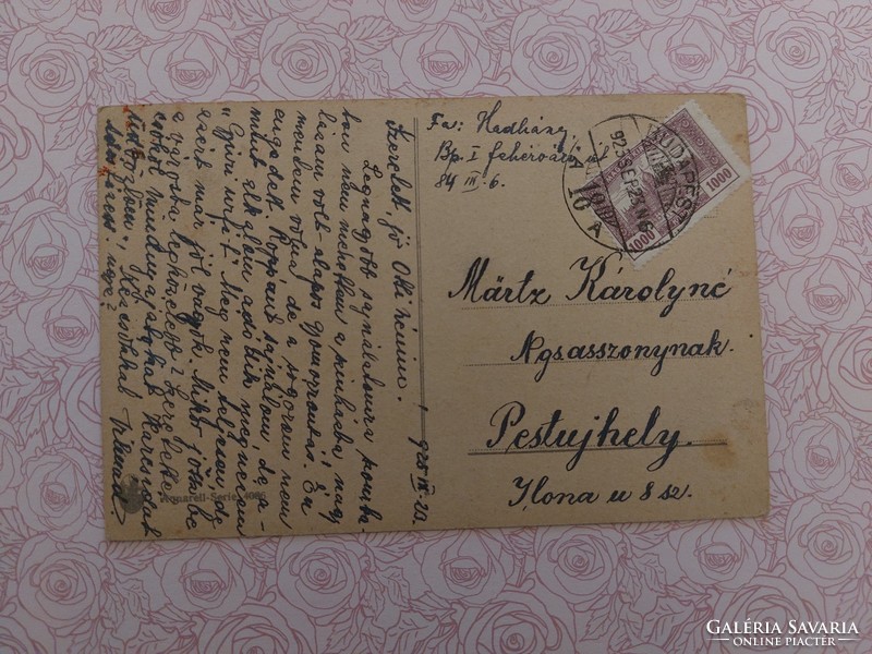Régi képeslap 1925 levelezőlap rózsa