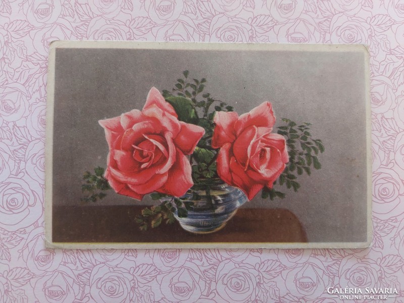 Régi virágos képeslap 1944 levelezőlap rózsa