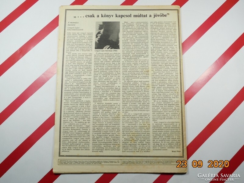 Old retro newspaper - book world - 1985. July magazine of Hungarian book publishers - birthday present