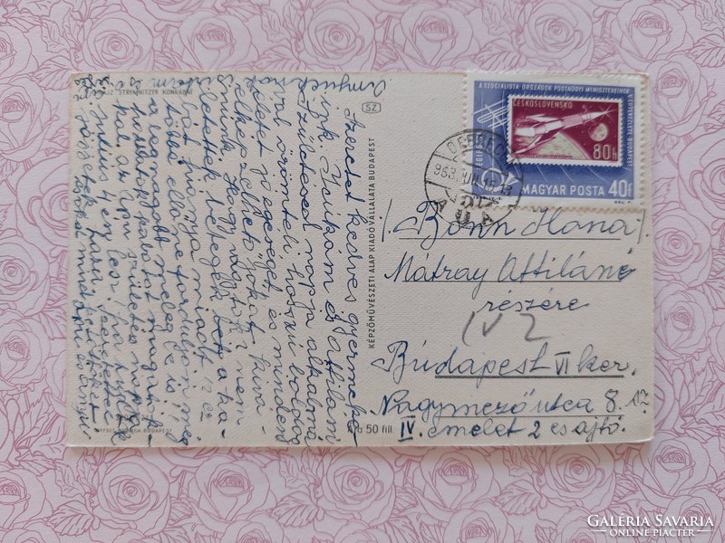Régi virágos képeslap 1963 levelezőlap rózsa szegfű