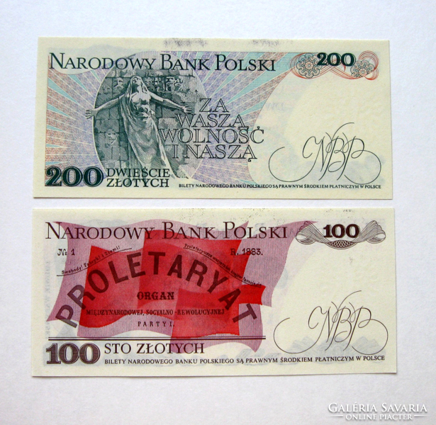LENGYELORSZÁG - 100 zł  & 200 zł - 1988 – 2 db-os złotyi bankjegy lot