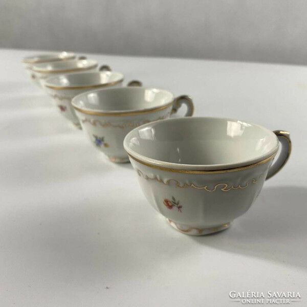 Zsolnay mocha cup - shabby chic - gilded, floral, romantic 5 pcs
