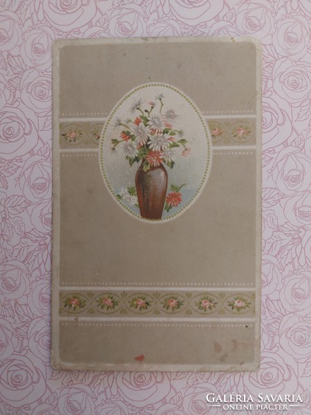 Régi virágos képeslap dombornyomott levelezőlap