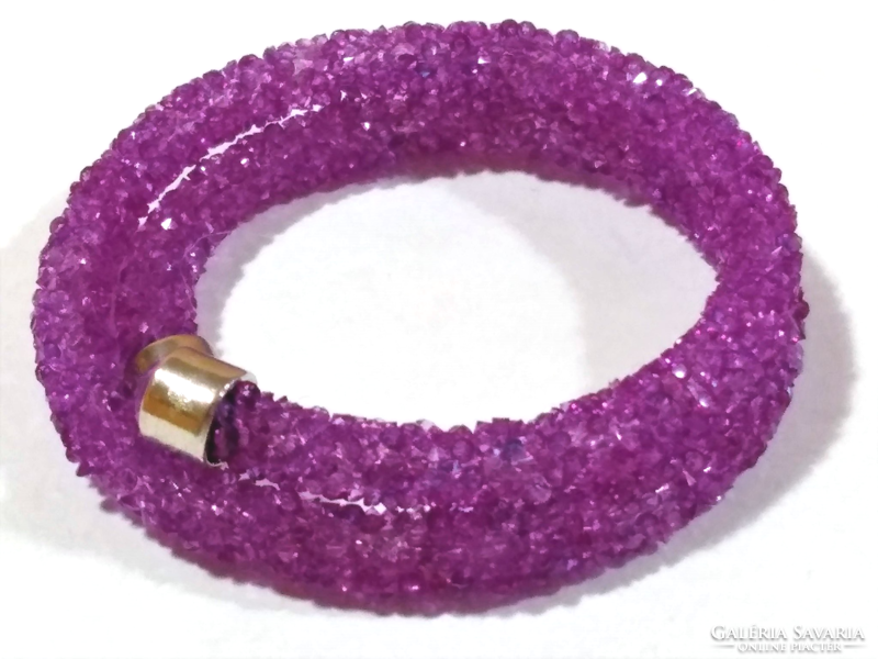 Swarovski utánzat, lila kristályos dupla soros karkötő