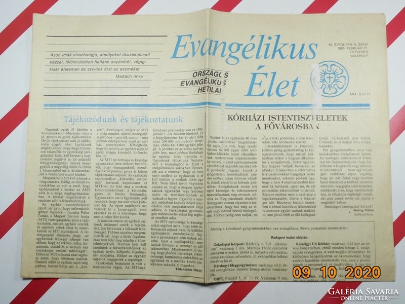 Régi retro újság - Evangélikus Élet - 1990. február 11. Születésnapra ajándék
