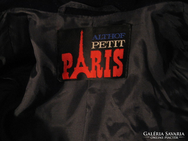 Authof petit paris deep black plush long women's jacket 44-46