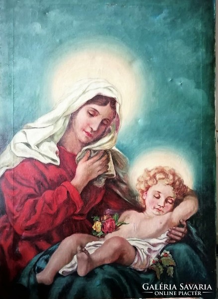 Szánthó Géza Mária with her child oil