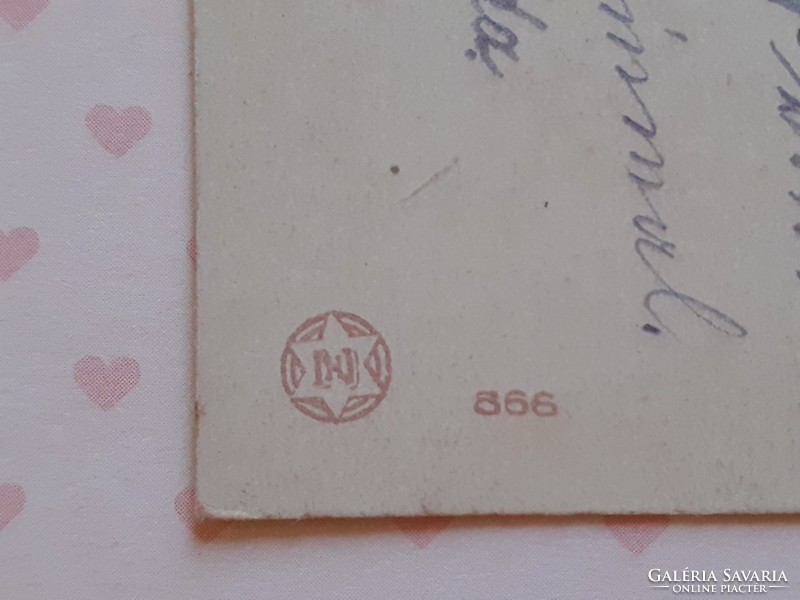 Régi képeslap levelezőlap Meister der Farbe Mézeshetek szerelmespár