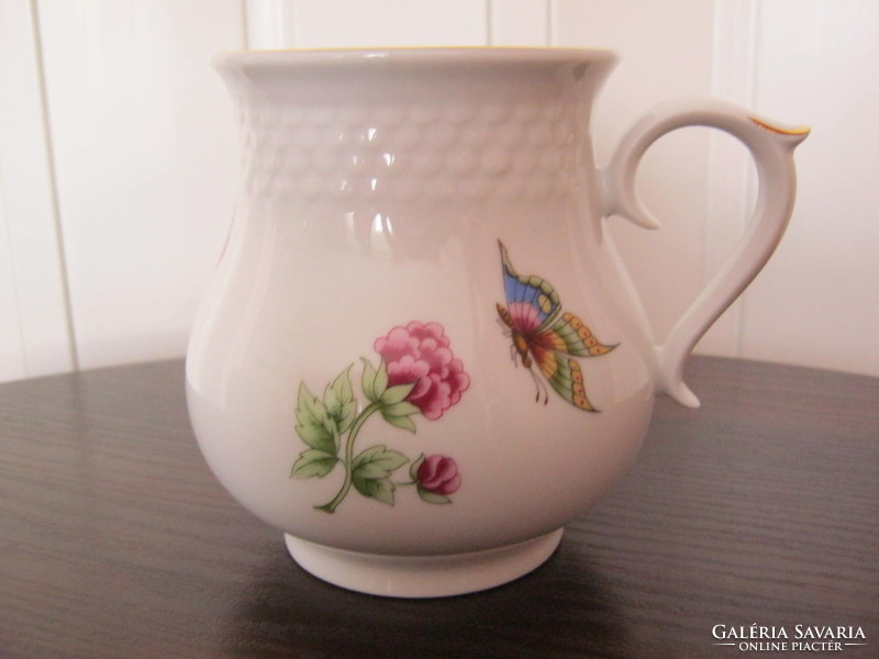 Hollóház porcelain butterfly floral jar belly mug - damaged