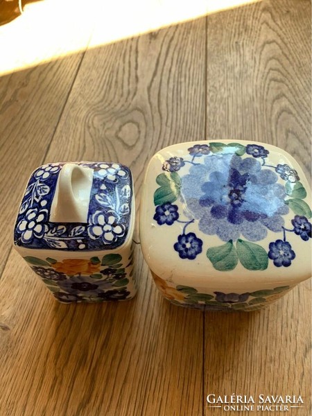 Antique Polish ceramic grass pots