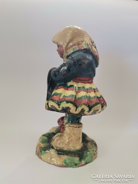 Folk ceramic little girl figure