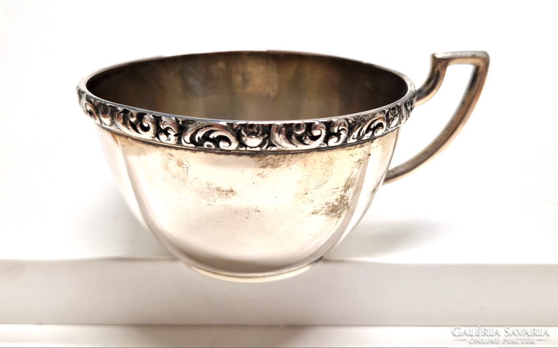 'Seligman' marked silver tea cup with glass insert and dianna head with silver mark