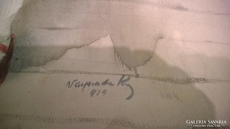 Megfizethető művészet-Vajszada (1901-1977) Puskás kisfiú akv.,p.jjl.,jjl.88x60 cm