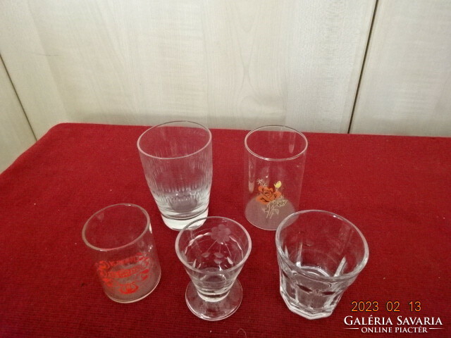 Five glass glasses, liqueur, brandy. One with Russian subtitles. Jokai.