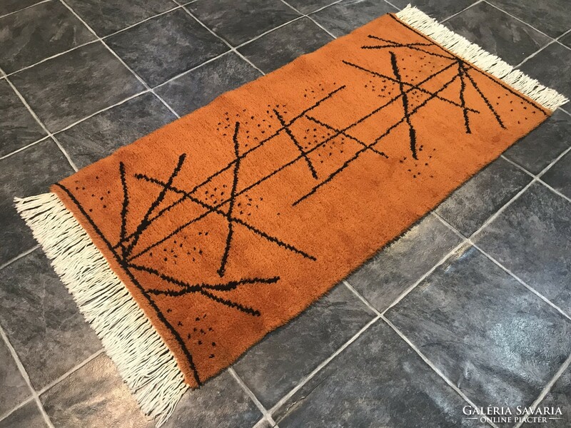 Kézi csomózású vastag gyapjú szőnyeg - Tisztítva, 70 x 157 cm