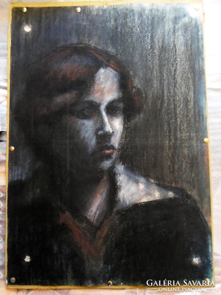 Unknown artist: old pastel portrait painting