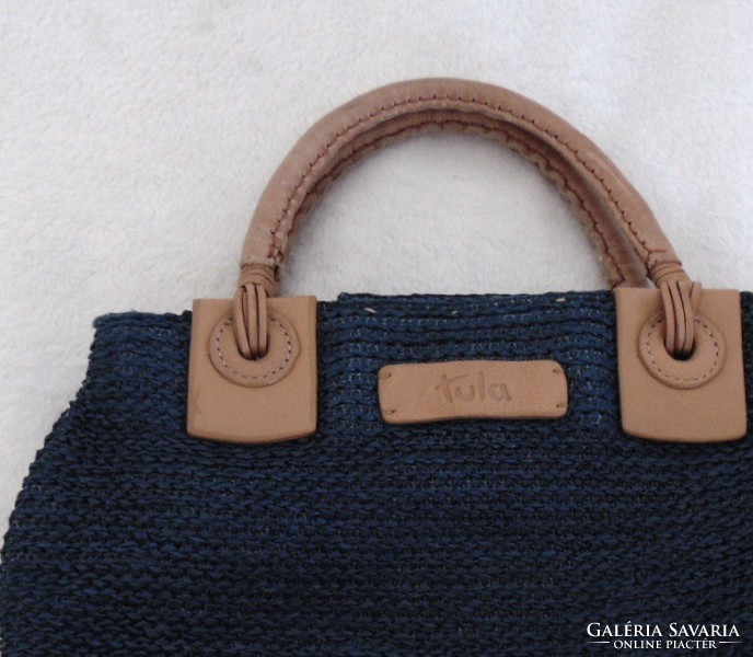 Tula brand raffia raffia and leather small women's bag, handbag