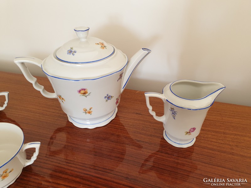Régi vintage Zsolnay porcelán teás csésze kiöntő kanna