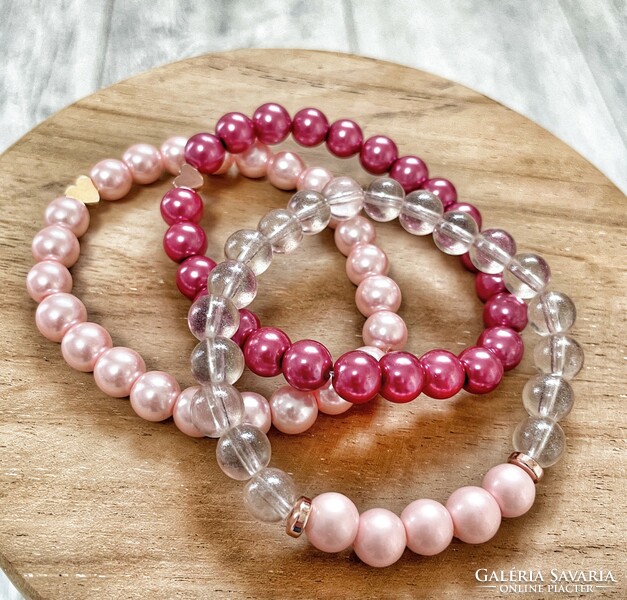 3 tekla pearl bracelets - pink