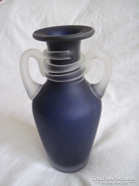 Kék üveg váza 17 cm