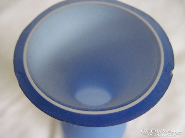 Kék üveg váza 20,5 cm