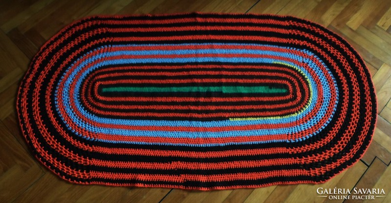 Retro handmade crochet colorful striped needlework 151 x 81 cm