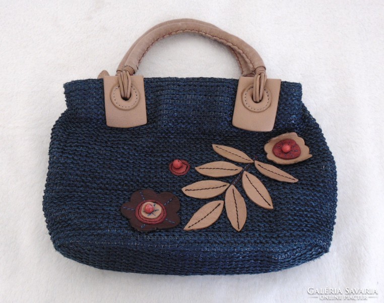 Tula brand raffia raffia and leather small women's bag, handbag
