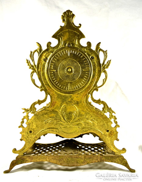 Spectacular solid copper fireplace clock in neo-rococo style with case!