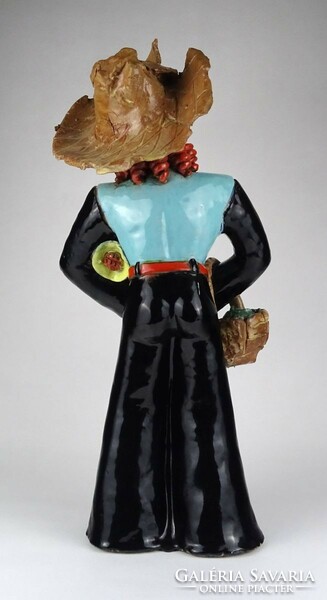1L422 h. Mária Rahmer ceramic woman in black dress with flowers 47 cm