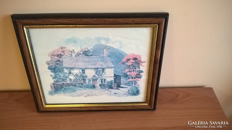 (K) old small signed watercolor with frame 29x24 cm
