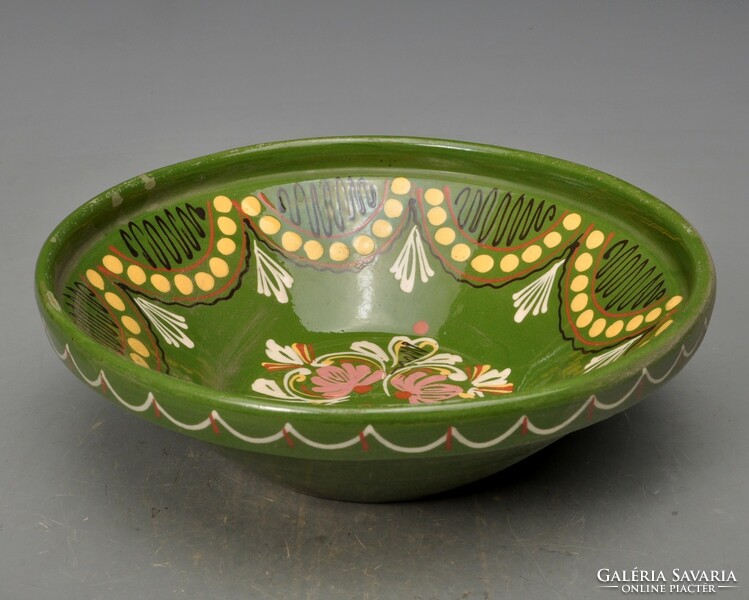 Antique mezőtúr deep bowl, deep plate, flawless. Its height is 8 cm.