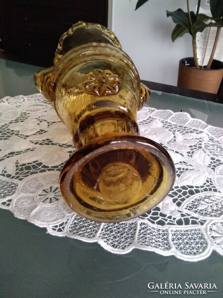 A very old Salgotarján glass vase with a broken base, a unique masterpiece!