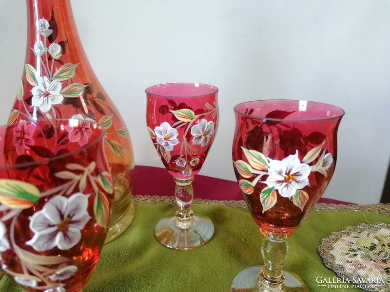 Hand-painted glass drinking set 6 + 1 pcs
