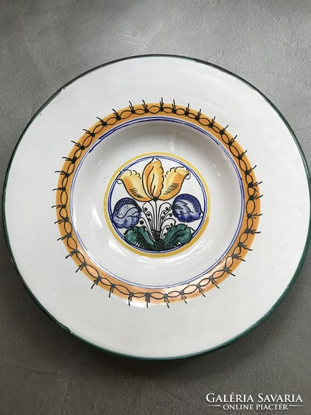 Hand-painted ceramic wall plate with haban pattern, diameter 24 cm