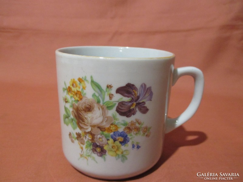 Rose-iris pattern Zsolnay mug, cup