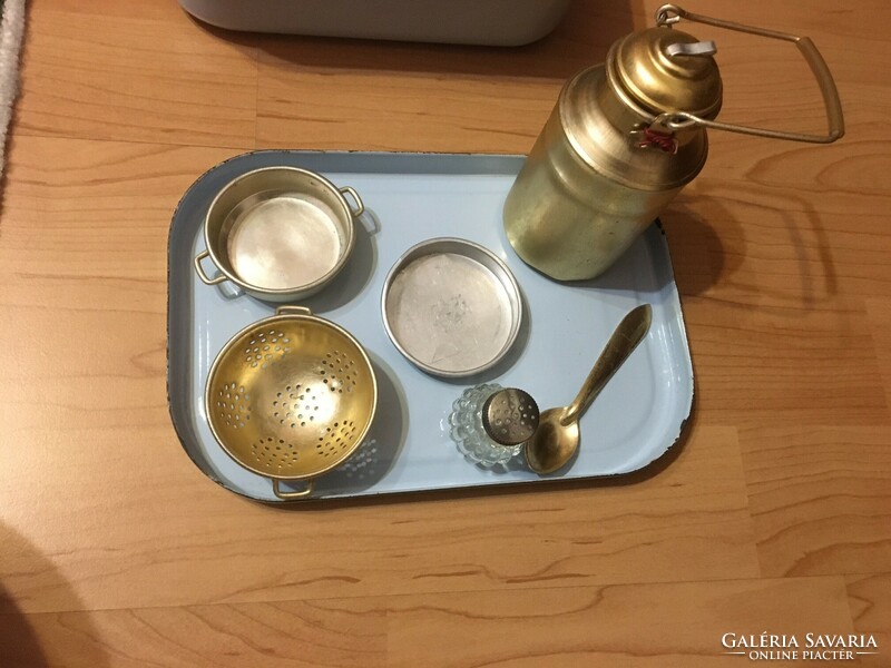 Filter, milk jug (candle), dishes for children's kitchen
